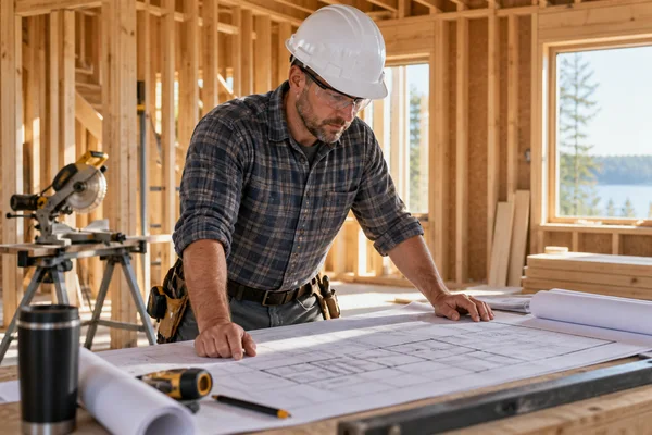 Illustrative construction & remodeling work scene